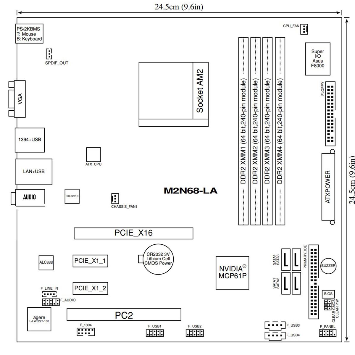 Motherboard HP AMD M2N68-LA 4 X DDR2 AM2 Micro-Atx Micro ATX Athlon 64 II X2 - Picture 5 of 5