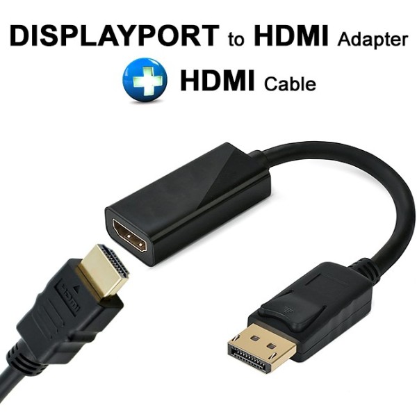 CAVO ADATTATORE DISPLAY PORT MASCHIO TO HDMI FEMMINA + CAVO HDMI MASCHIO