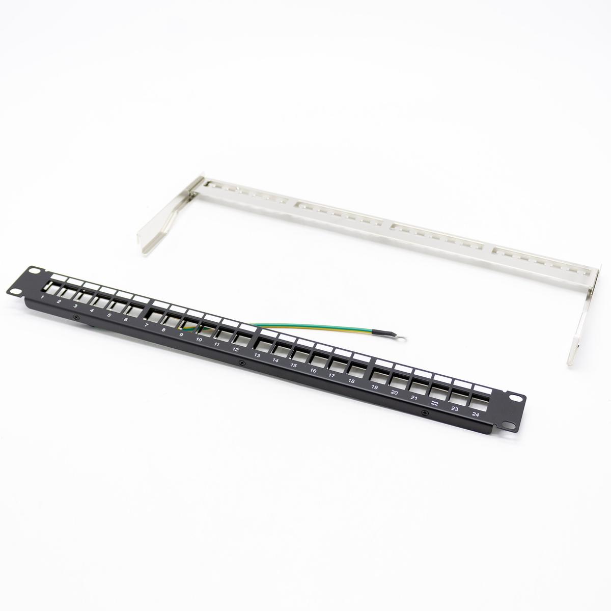 Patch Panel 48.3cm 1U Ecolan 37580.1 19" 24 Ports Black Ral9005_ Refurbished - Picture 1 of 1