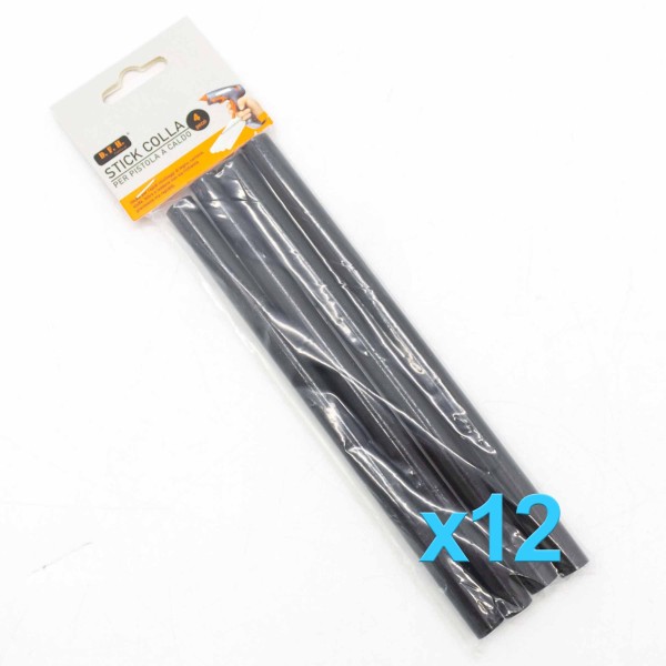 4 X STICK PER PISTOLA COLLA A CALDO NERA 18CM DIAMETRO 11MM RICARICA NERO