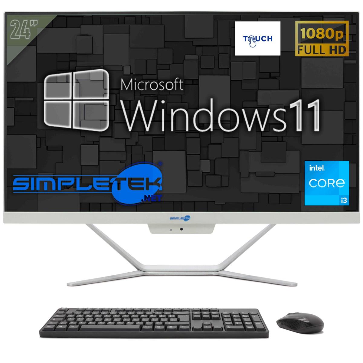Aio Tout en Un Tactile i3 24 " Windows 11 8GB 240GB Très Haute Définition PC De