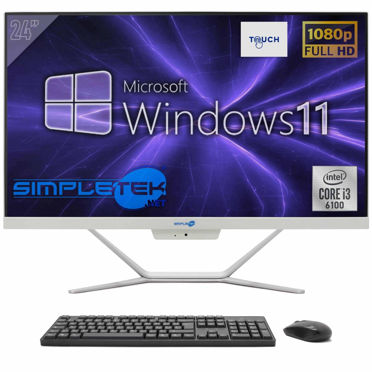 Aio Tout en Un i3 24 " Windows 11 8GB 480GB Full HD Ordinateur PC Tactile