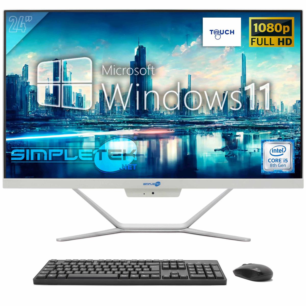 Aio All IN One Touch Screen i5 8 Gen 24 " Windows 11 Pro 32GB 960GB Full HD - PC