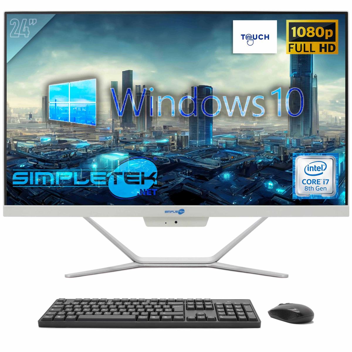 Aio All IN One Touchscreen I7 8 Gen.24 " Windows 10 Pro 8gb 120gb Full HD PC - Bild 1 von 8