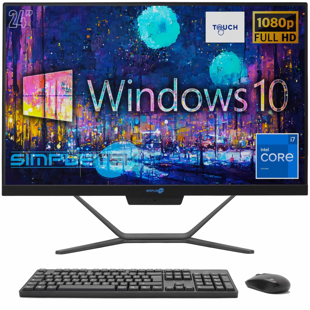 AIO ALL IN ONE TOUCH SCREEN i7 24" WINDOWS 10 64GB 4TB FULL HD PC COMPUTER - Foto 1 di 9