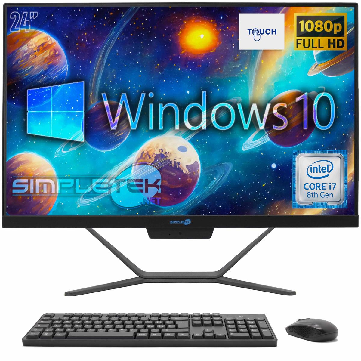 Aio All In One Touch Screen I7 8th Gen 24" Windows 10 Pro 4GB 120GB Full HD PC - Picture 1 of 9