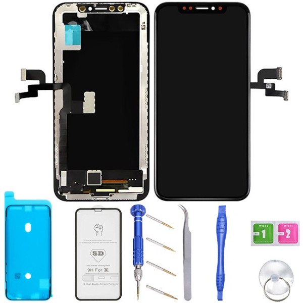 TOUCH SCREEN LCD DISPLAY TFT IPHONE X VETRO SCHERMO FRAME CON KIT COMPLETO