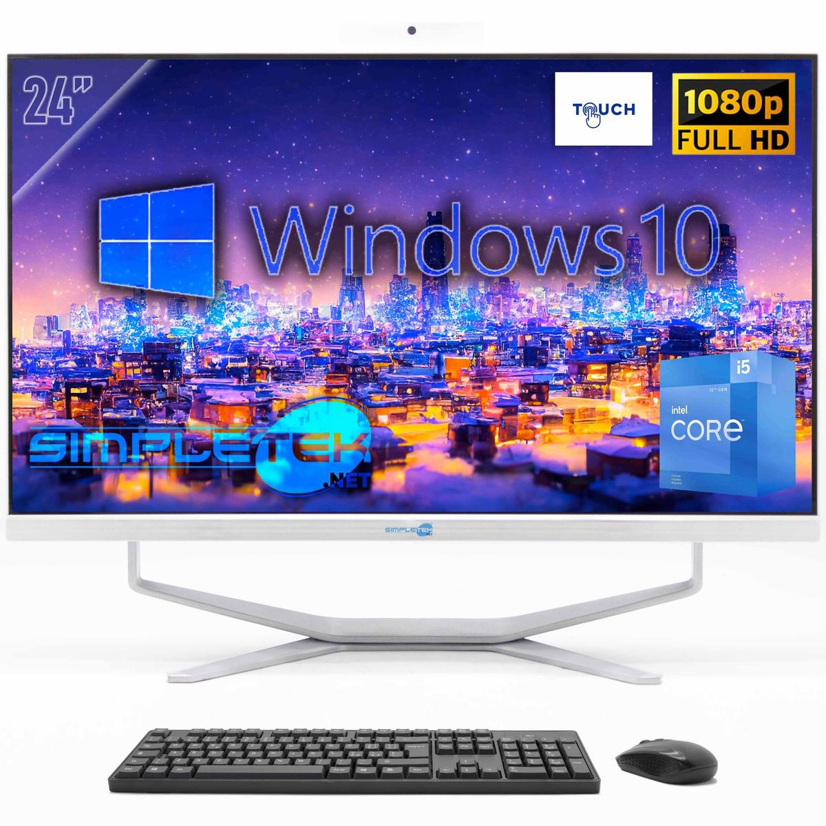 All In One 24" Fhd Touch I5 12Th Gen Win10 Ram 4Gb Ssd 120Gb Pc Fisso Webcam 2K