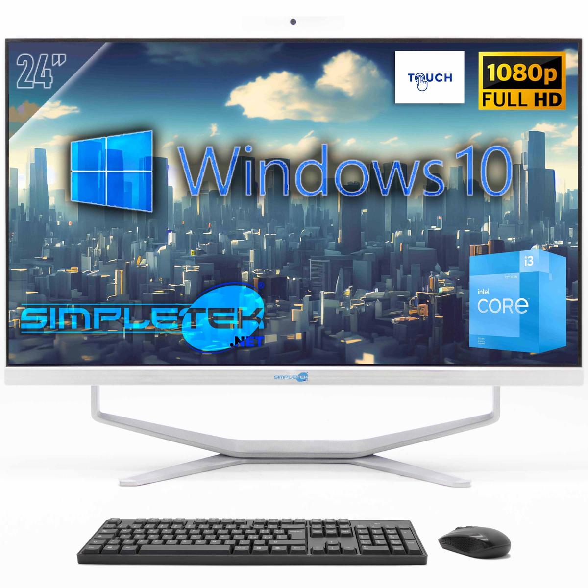 All In One 24" Fhd Touch I3 12Th Gen Win10 Ram 4Gb Ssd 240Gb Pc Fisso Webcam 2K