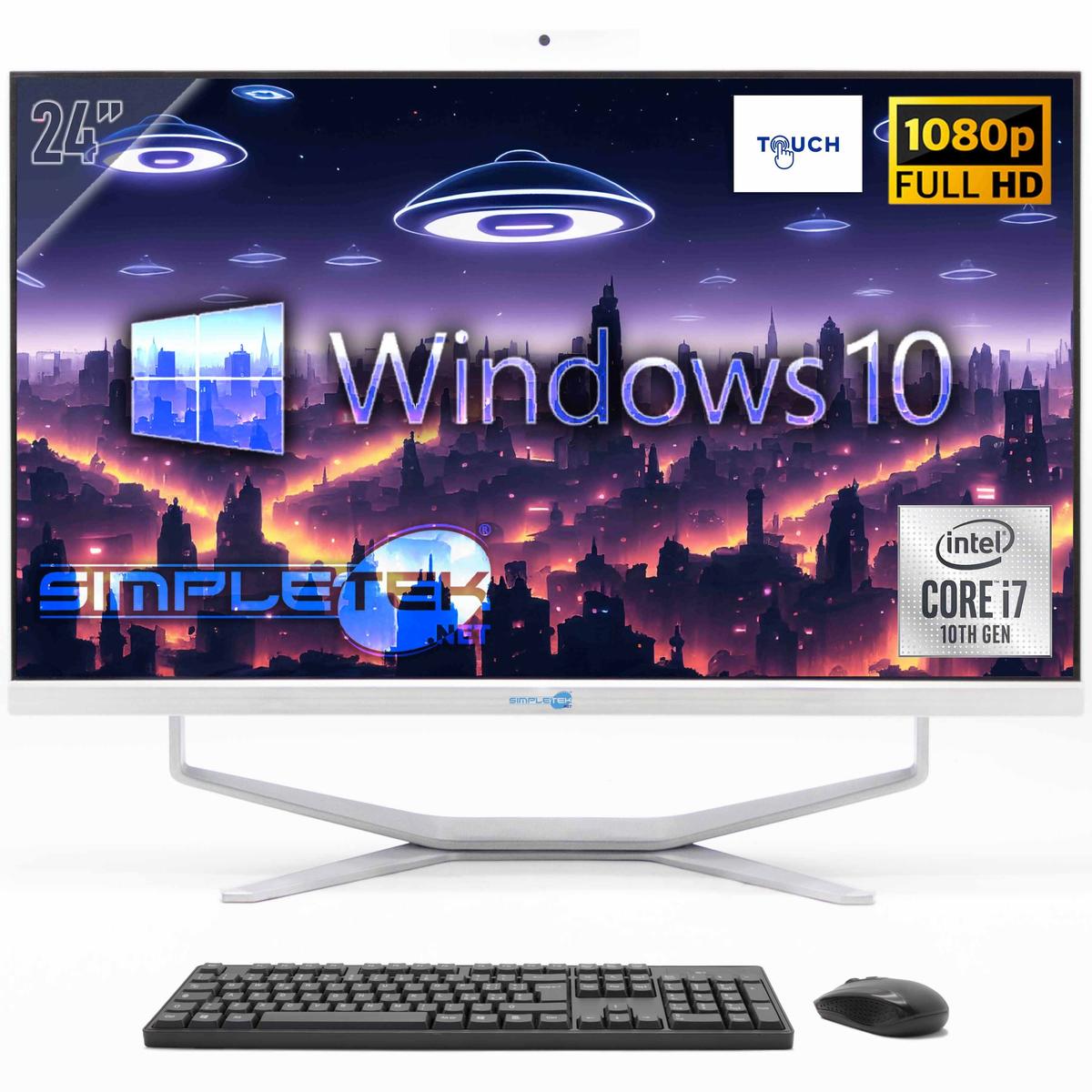 All In One 24" Fhd Touch I7 10Th Gen Win10 Ram 8Gb Ssd 240Gb Pc Fisso Webcam 2K