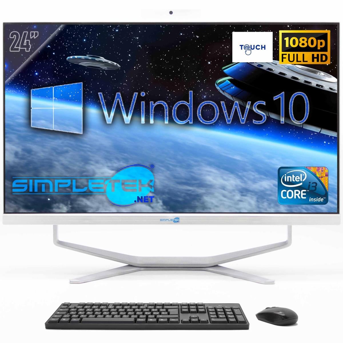 All In One Aio 24" Touchscreen Windows 10 Core I3 4Gb 120Gb Fisso Webcam 2K