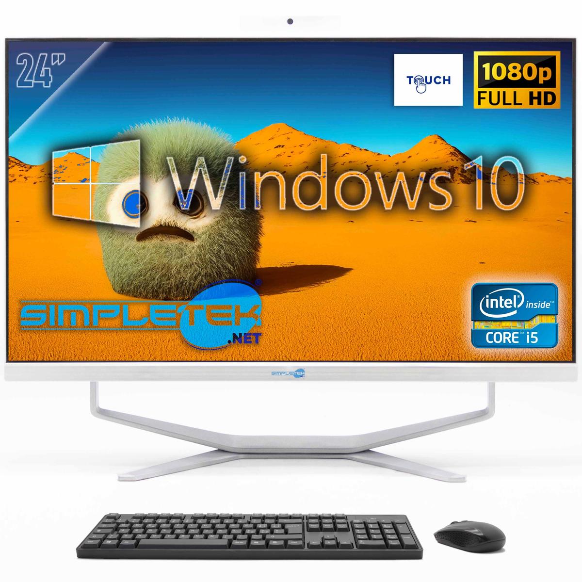 All In One Aio 24" Touchscreen Windows 10 Core I5 8Gb 240Gb Fisso Webcam 2K - Picture 1 of 9