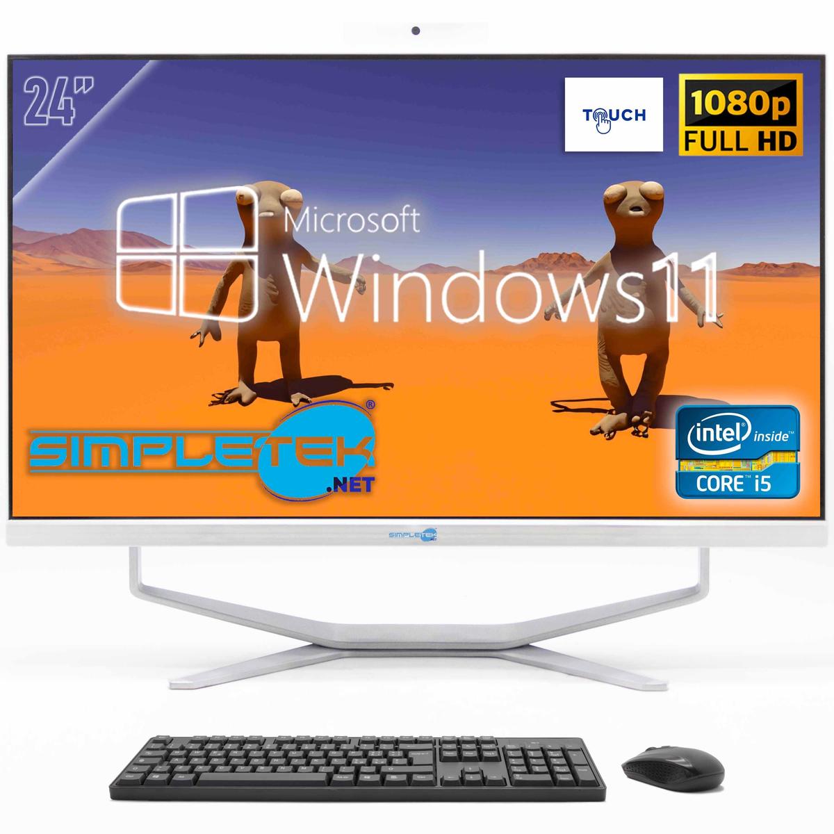 All In One Aio 24" Touchscreen Windows 11 Core I5 8Gb 120Gb Fisso Webcam 2K