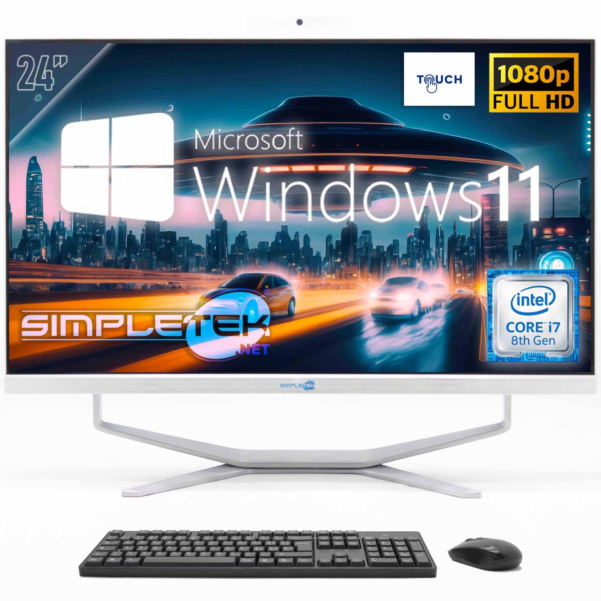 All In One 24" Fhd Touch I7 8Th Gen Win11 Ram 32 Gb Ssd 2 Tb Pc Fisso Webcam 2K - Picture 1 of 9