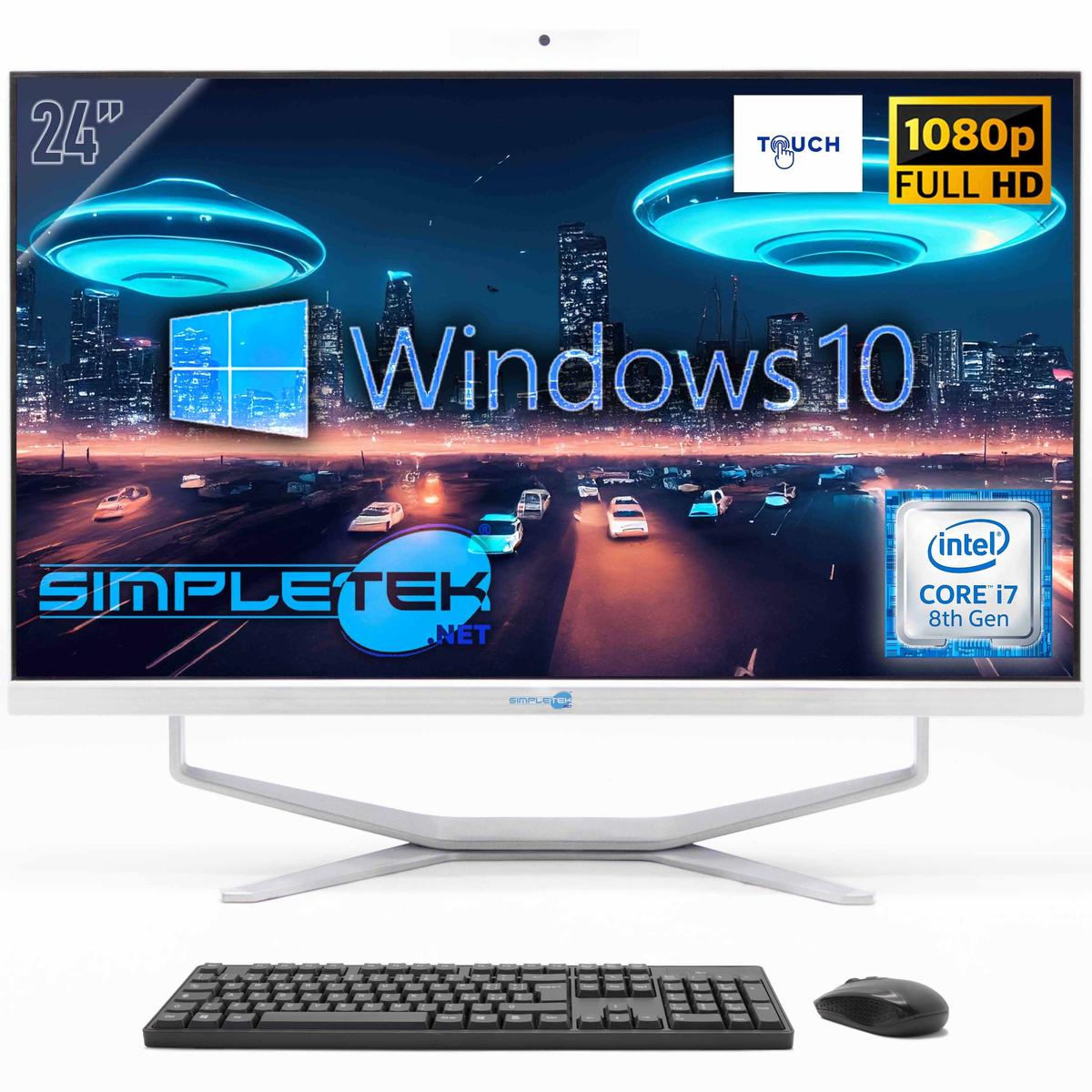 All In One 24" Fhd Touch I7 8Th Gen Win10 Ram 32 Gb Ssd 2Tb Pc Fisso Webcam 2K - Picture 1 of 9