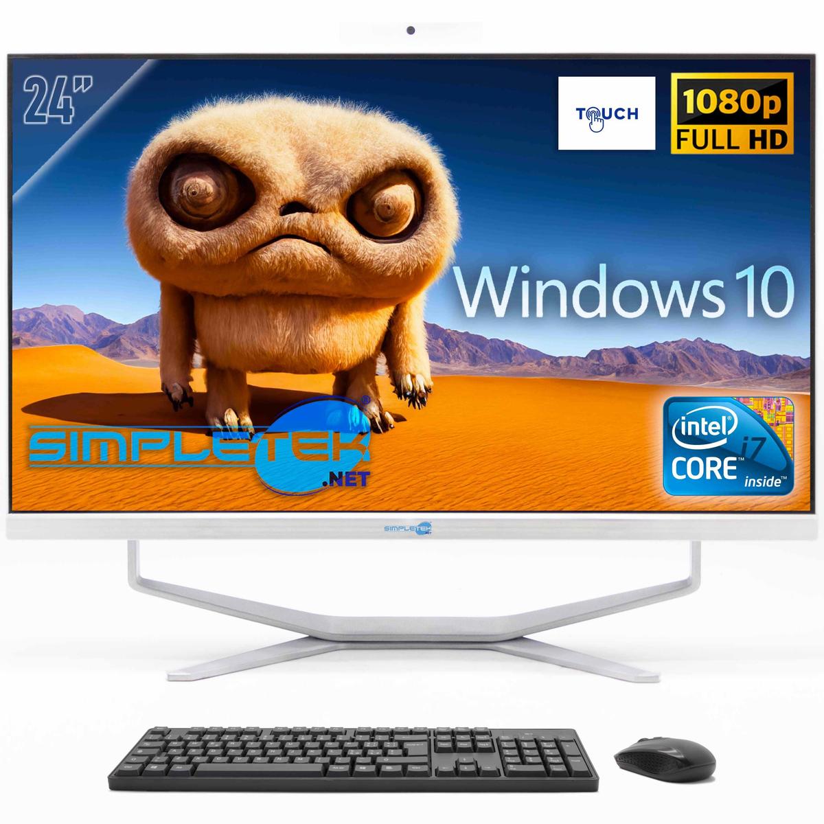 All In One Aio 24" Touchscreen Windows 10 4Gb 120Gb Core I7 Fisso Webcam 2K