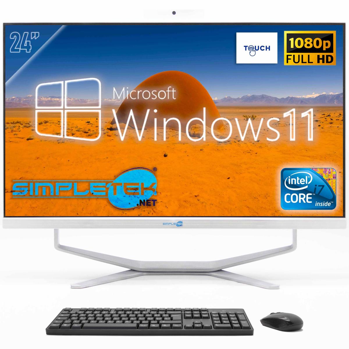 All In One Aio 24" Touchscreen Windows 11 4Gb 240Gb Core I7 Desktop Webcam 2K