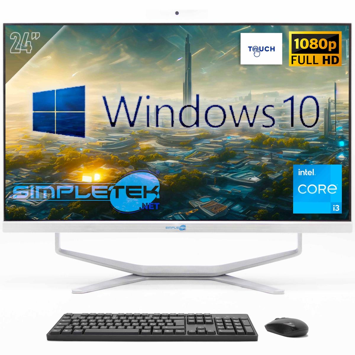 PC All In One AIO 24" Touchscreen I3 Windows 10 4GB 120GB Fisso Webcam 2K