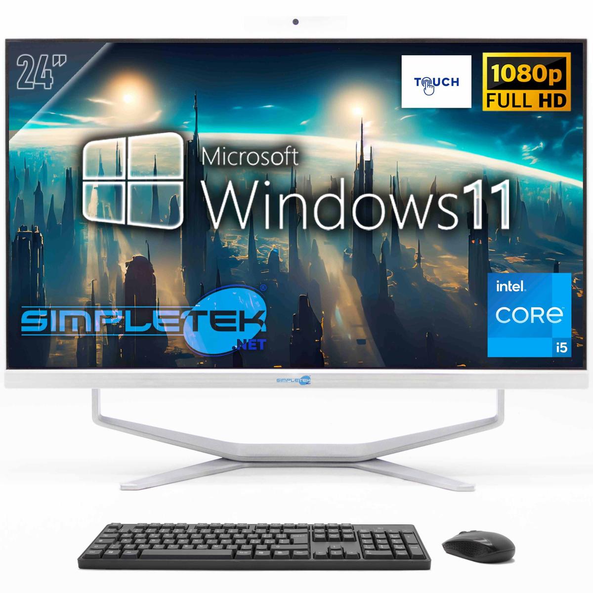 PC All In One AIO 24" FHD Touchscreen Windows 11 i5 4GB 120GB Fisso Webcam 2K