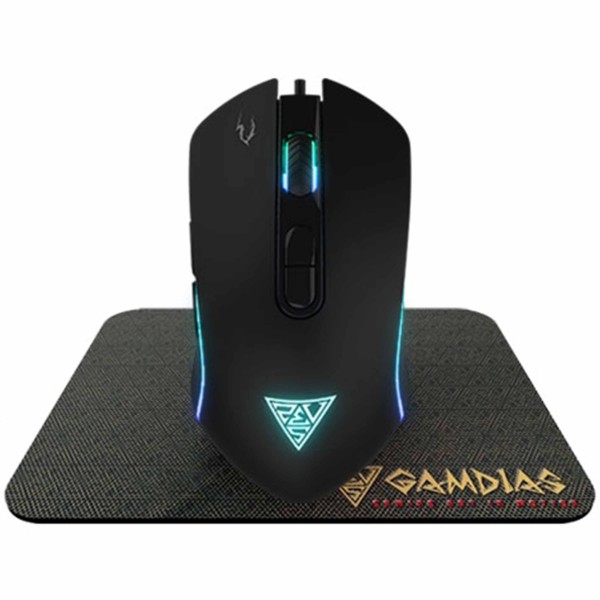 MOUSE USB GAMING 3600DPI RGB CON TAPPETINO DA GIOCO MOUSEPAD PLUG AND PLAY PC