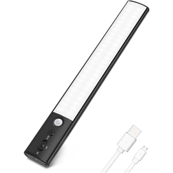 LUCE LED ARMADIO GUARDAROBA SENSORE MOVIMENTO USB RICARICABILE STRISCIA MAGNETICA