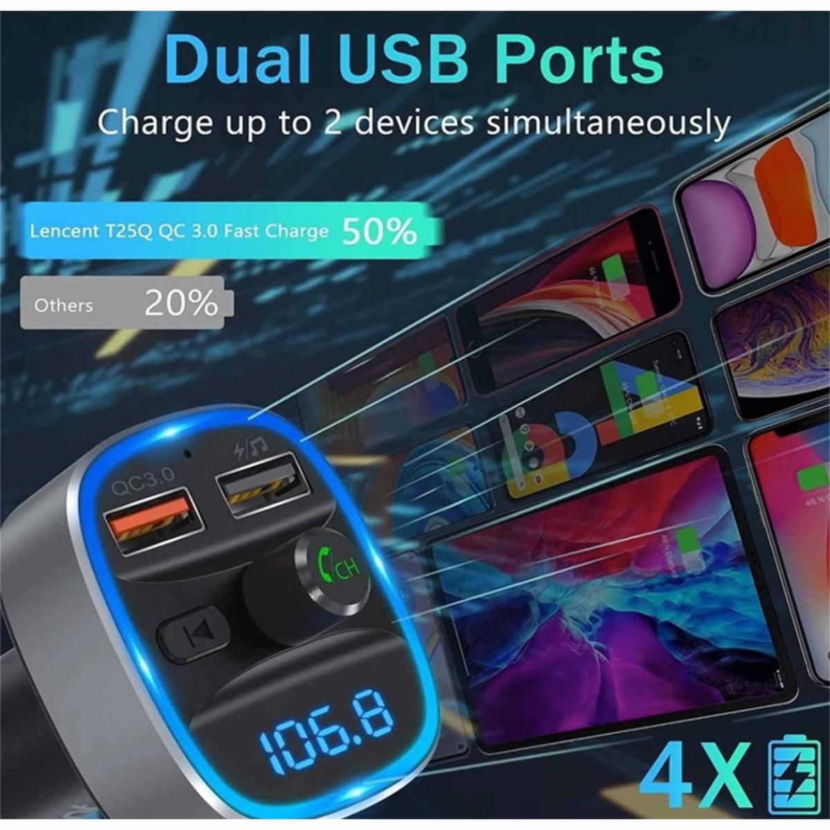Sender für Auto USB Bluetooth Qc3.0 Mp3 Freisprechtelefon Rufen Sie Tf Card LED - Bild 4 von 5