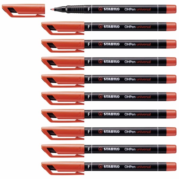 10 X PENNARELLO INDELEBILE BLU STABILO OHPEN PUNTA 1MM PENNA MARKER