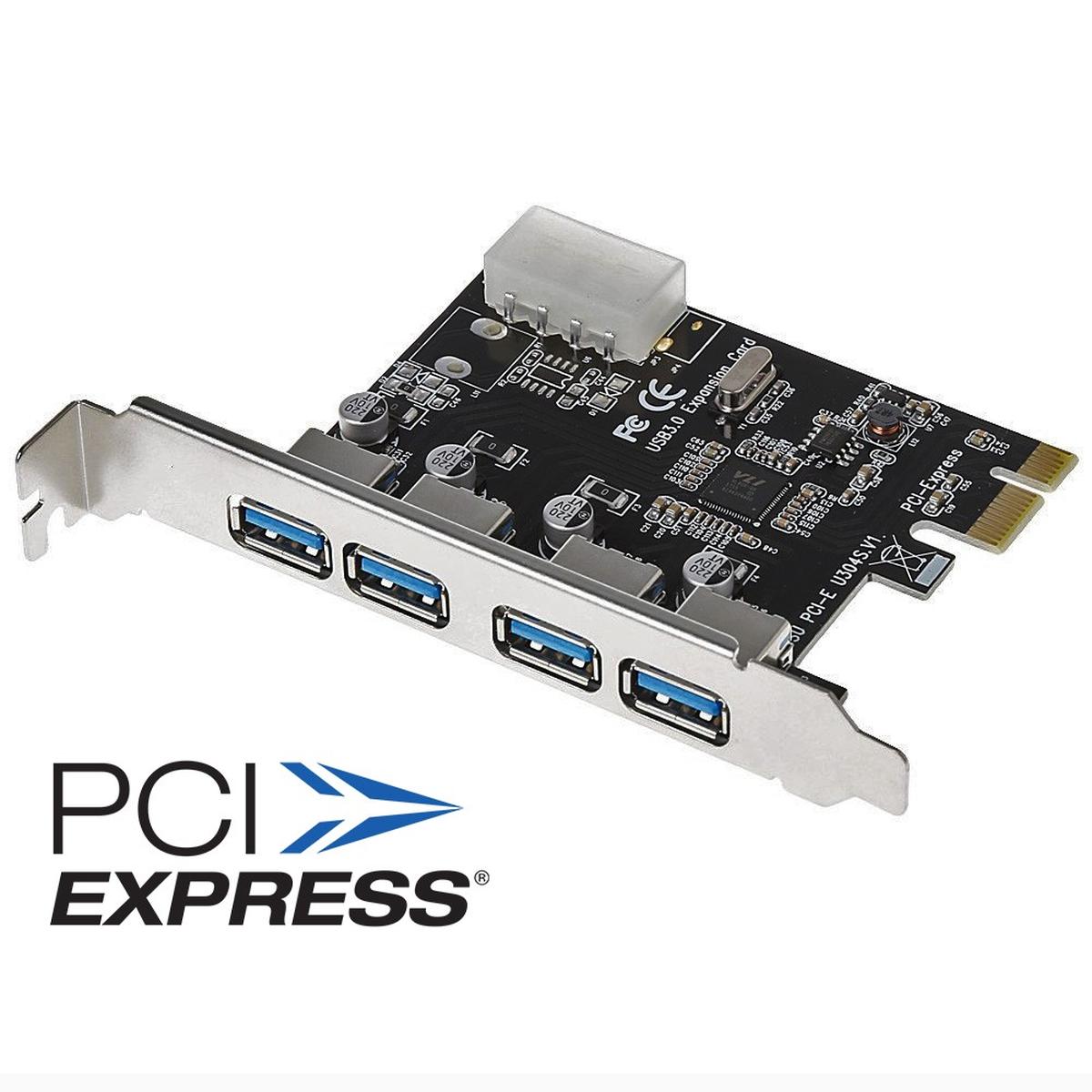 Pci-E Pcie To 4 Ports USB 3.0 Hub Pci-Express Card Expansion Port Adapter - Picture 2 of 3