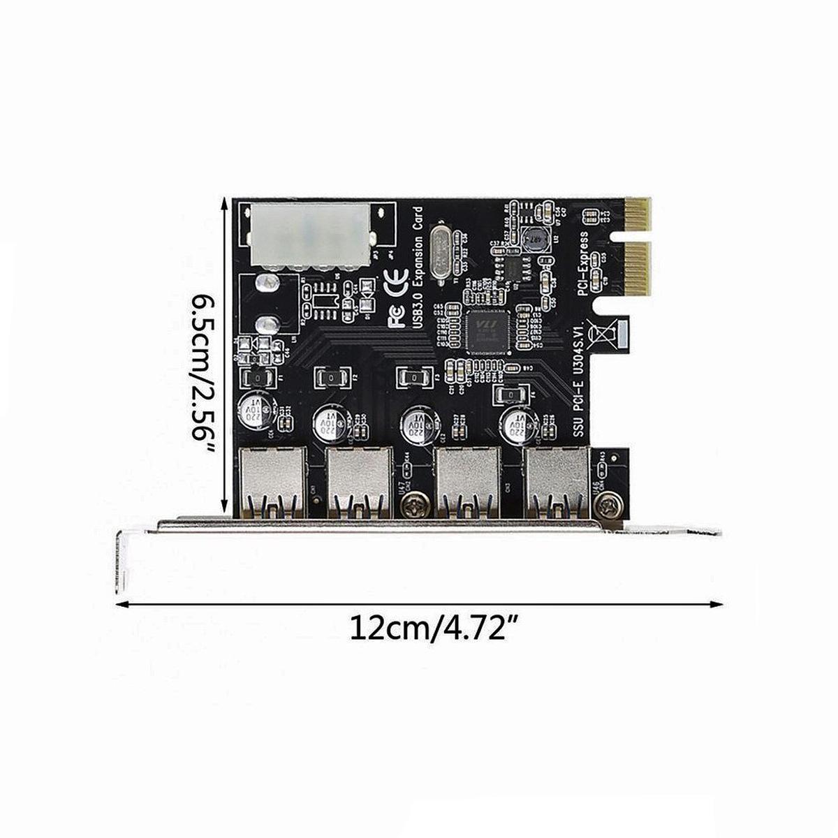 Pci-E Pcie To 4 Ports USB 3.0 Hub Pci-Express Card Expansion Port Adapter - Picture 3 of 3