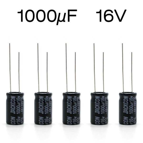 5x CONDENSATORE ELETTROLITICO 1000µF 16V 105° 10x16 VERTICALE REOFORI RADIALI