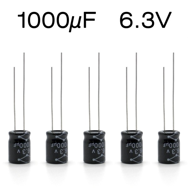 5x CONDENSATORE ELETTROLITICO 1000 µF 6.3V 85° 8x11 VERTICALE REOFORI RADIALI