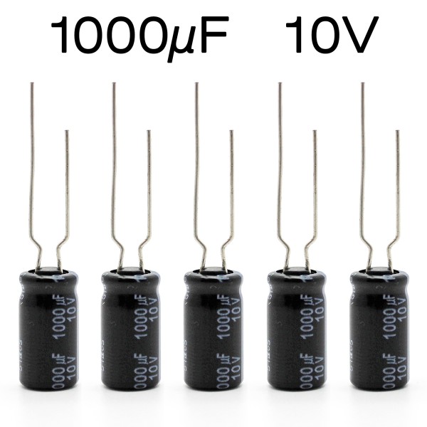 5x CONDENSATORE ELETTROLITICO 1000µF 10V 105° 8X15 VERTICALE REOFORI RADIALI