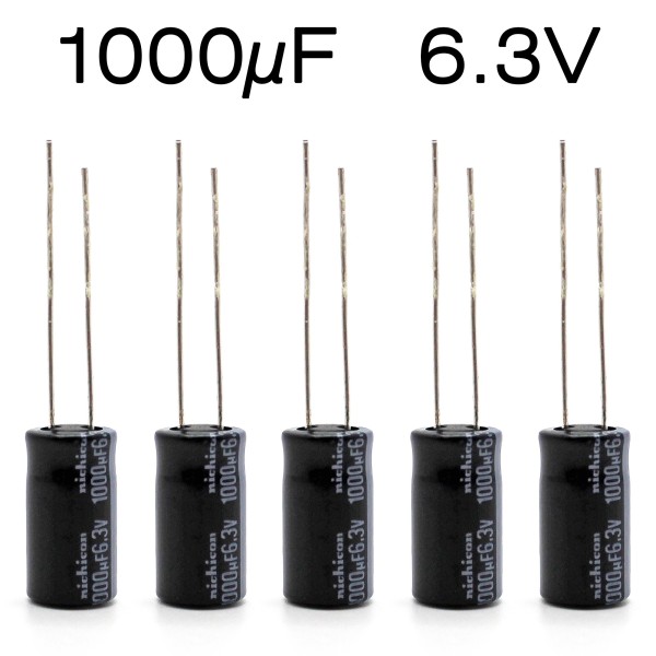 5x CONDENSATORE ELETTROLITICO 1000µF 6.3V 105° 8X15 VERTICALE REOFORI RADIALI