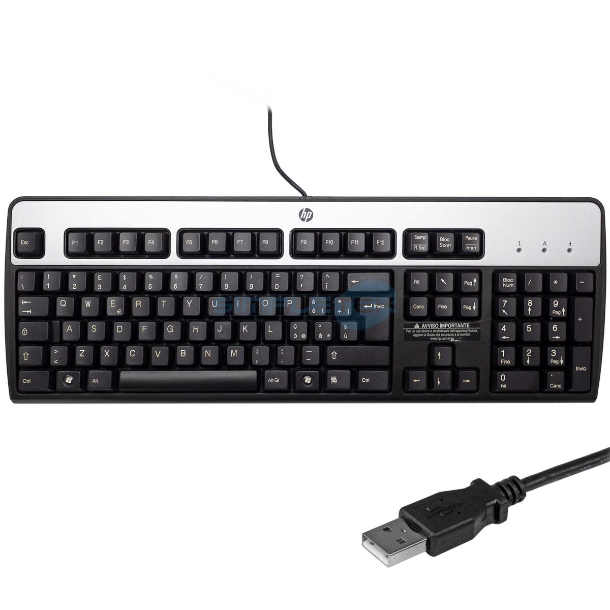 Keyboard PC HP Original USB With Cable Layout Italian With Numeric Keypad