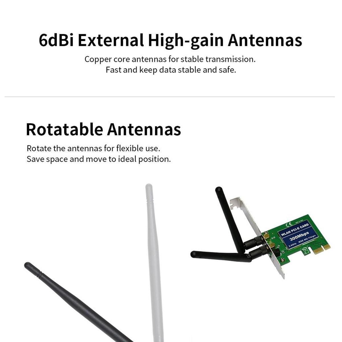 SCHEDA PCI PCI-E X1 WIFI WIRELESS RETE CONNESSIONE COMPUTER FISSO LOW PROFILE - Foto 3 di 4