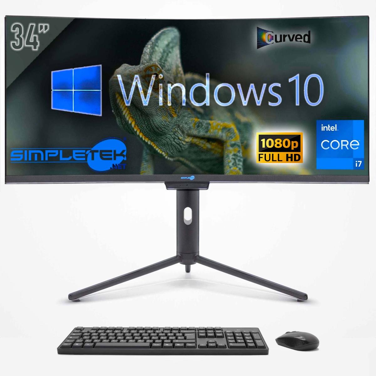 Aio All IN One i7 34 " Curved FHD Gaming Windows 10 16GB 960GB Desktop Editing - Picture 1 of 10