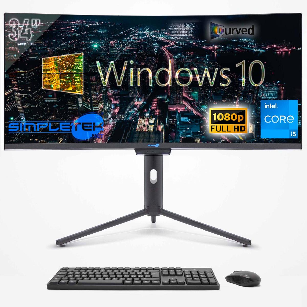Aio All IN One i5 34 " Curved FHD 60HZ WIN10 4GB 240GB Computer Editing PC - Picture 1 of 10