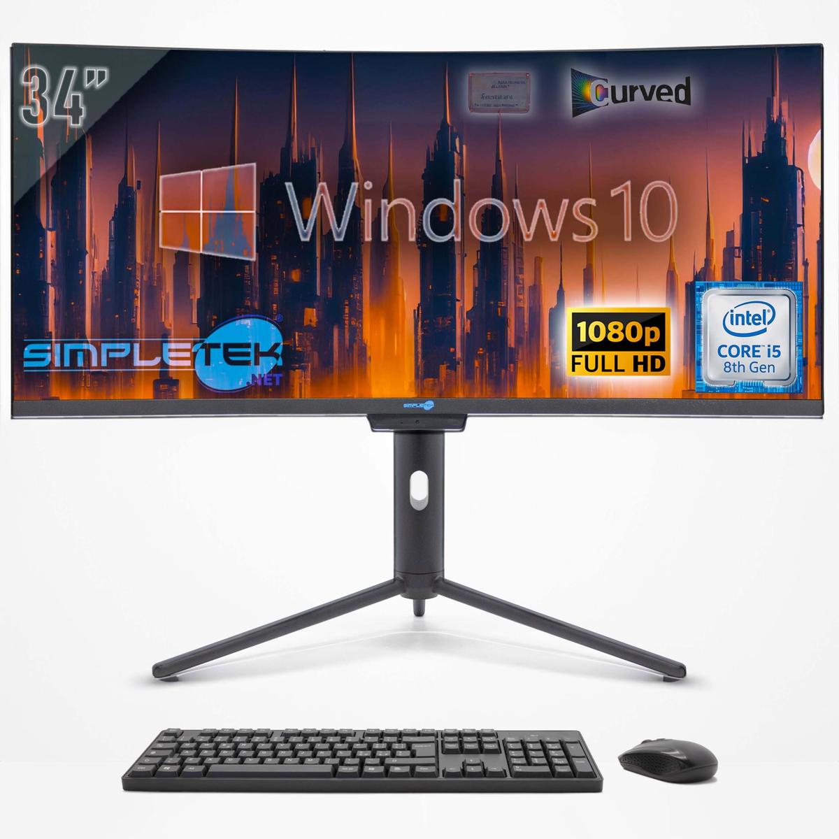 Aio All IN One i5 34 " Curved FHD Windows 10 8GB 120GB Gaming Desktop Editing