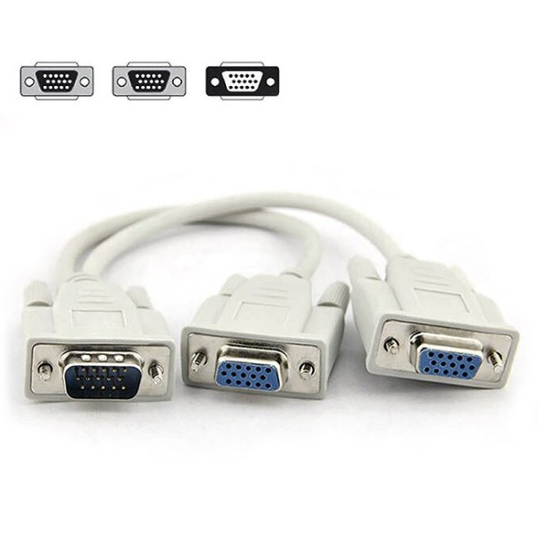 CAVO DUAL VGA SDOPPIATORE 1 MASCHIO A 2 FEMMINE SPLITTER SCHERMO MONITOR PC