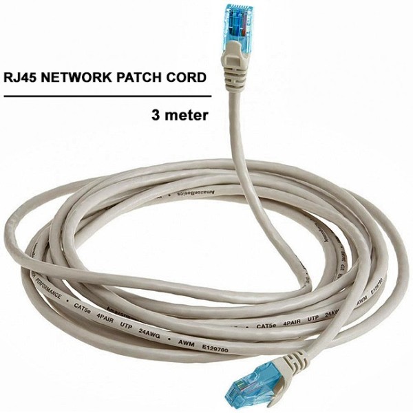 CAVO DI RETE ETHERNET PATCH CABLE LAN RJ45 CAT.5E PROLUNGA 3 METRI GRIGIO