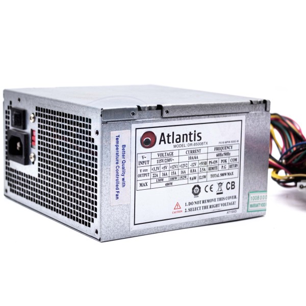 ATLANTIS ALIMENTATORE ATX 500W P016-MPW-5000-W COMPUTER FISSO DESKTOP TOWER