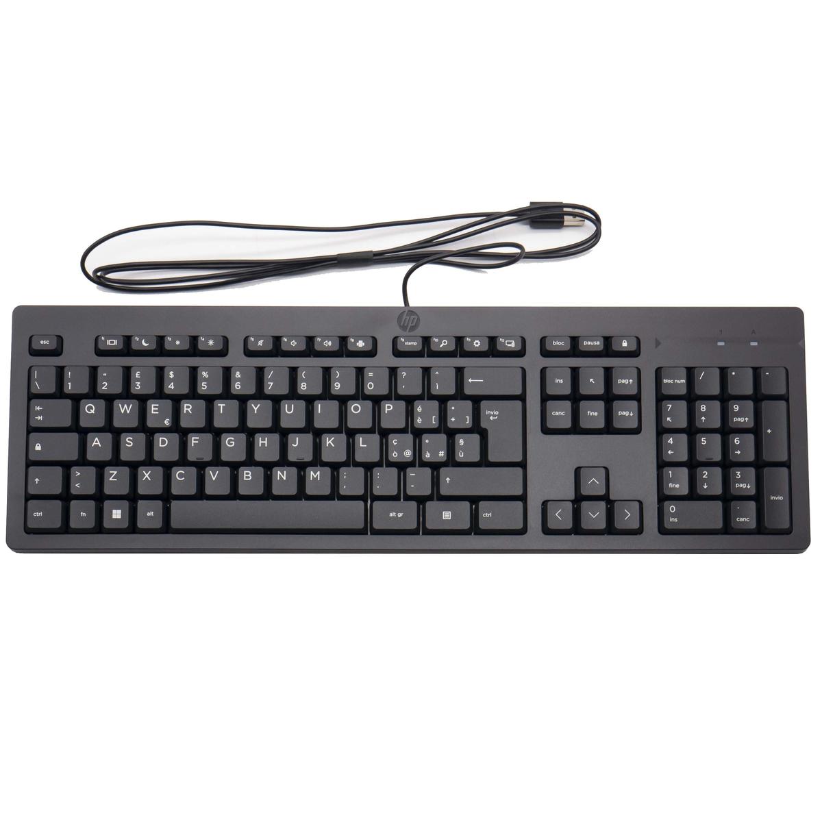 HP 125 266C9AA Keyboard USB Wired Layout Italian It Plug and Play Computer