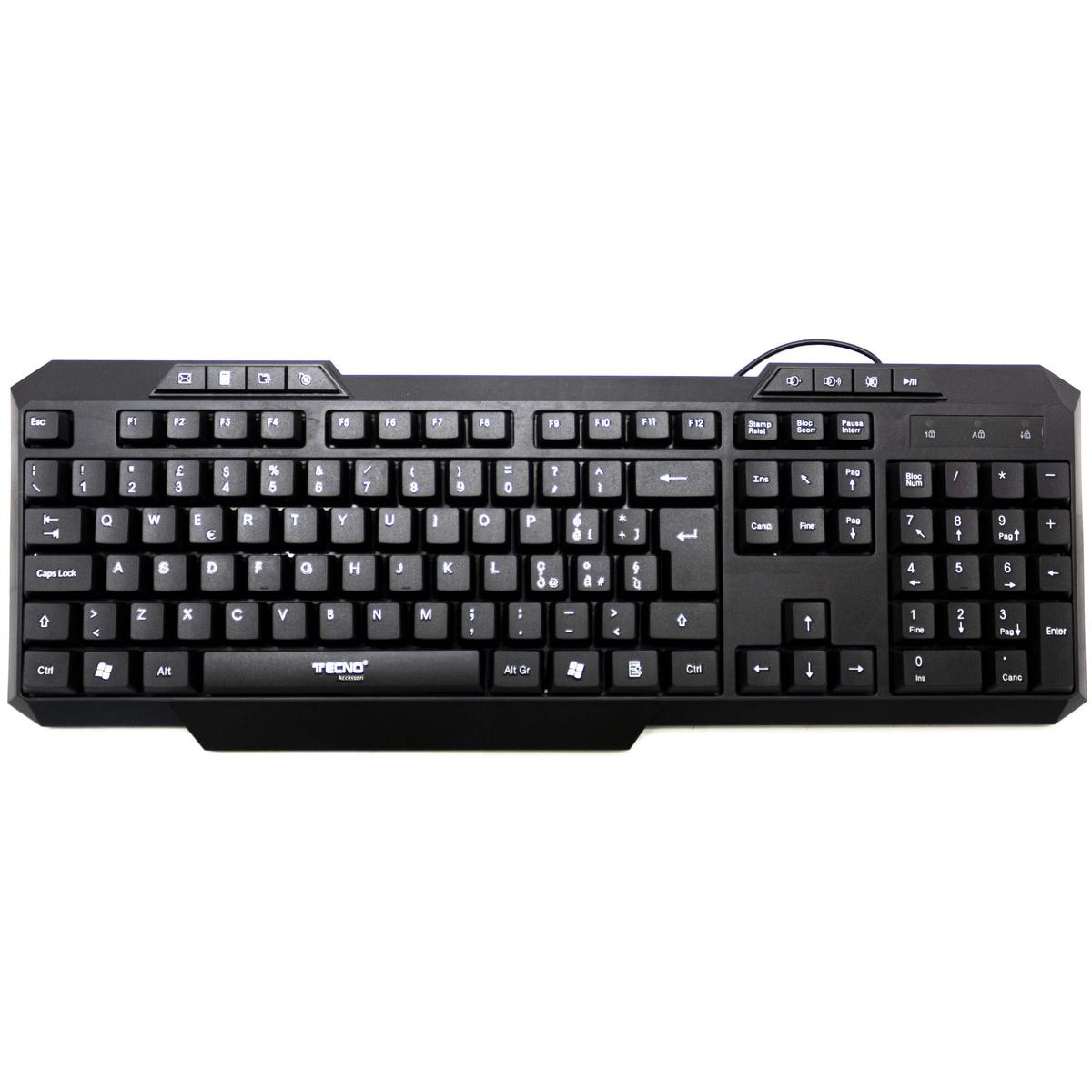Teclado Usb Multimedia Con Cable Diseño Italiano Ergonómico Impermeable - Imagen 1 de 5