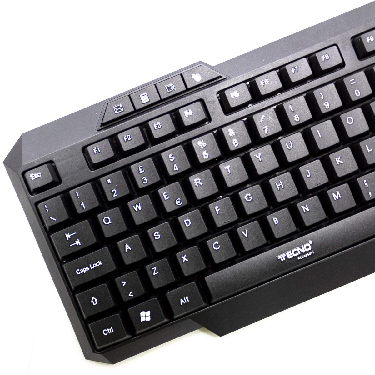 Teclado Usb Multimedia Con Cable Diseño Italiano Ergonómico Impermeable - Imagen 2 de 5
