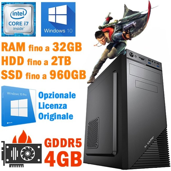 COMPUTER ASSEMBLATO GAMING I7 3770 GDDR5 4GB WINDOWS 10 PRO ALANTIK CASA24