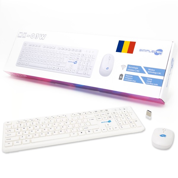 KIT MOUSE E TASTIERA WIRELESS TEDESCO DE QWERTZ BIANCA KIT SET M&K TEDESCA