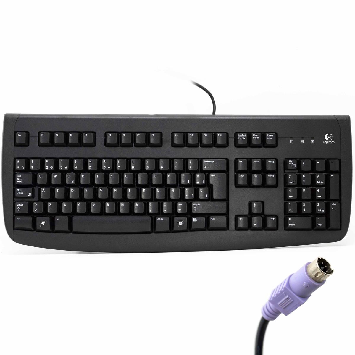 Logitech Deluxe 250 Keyboard Ps2 Ps/2 Layout Spanish Es Wired With Wire _ - Picture 1 of 3