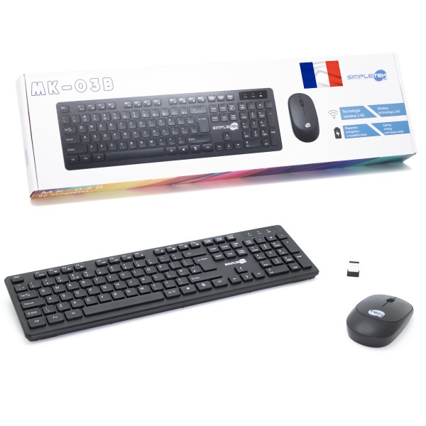 KIT MOUSE E TASTIERA WIRELESS LAYOUT FRANCESE FR NERO KIT SET M&K AZERTY