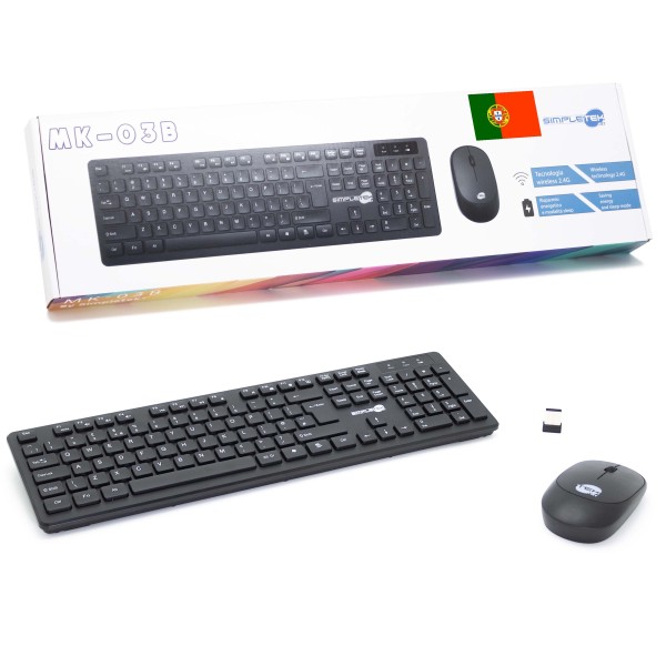 KIT MOUSE E TASTIERA WIRELESS LAYOUT QWERTY PORTOGHESE PT NERO M&K PORTOGALLO