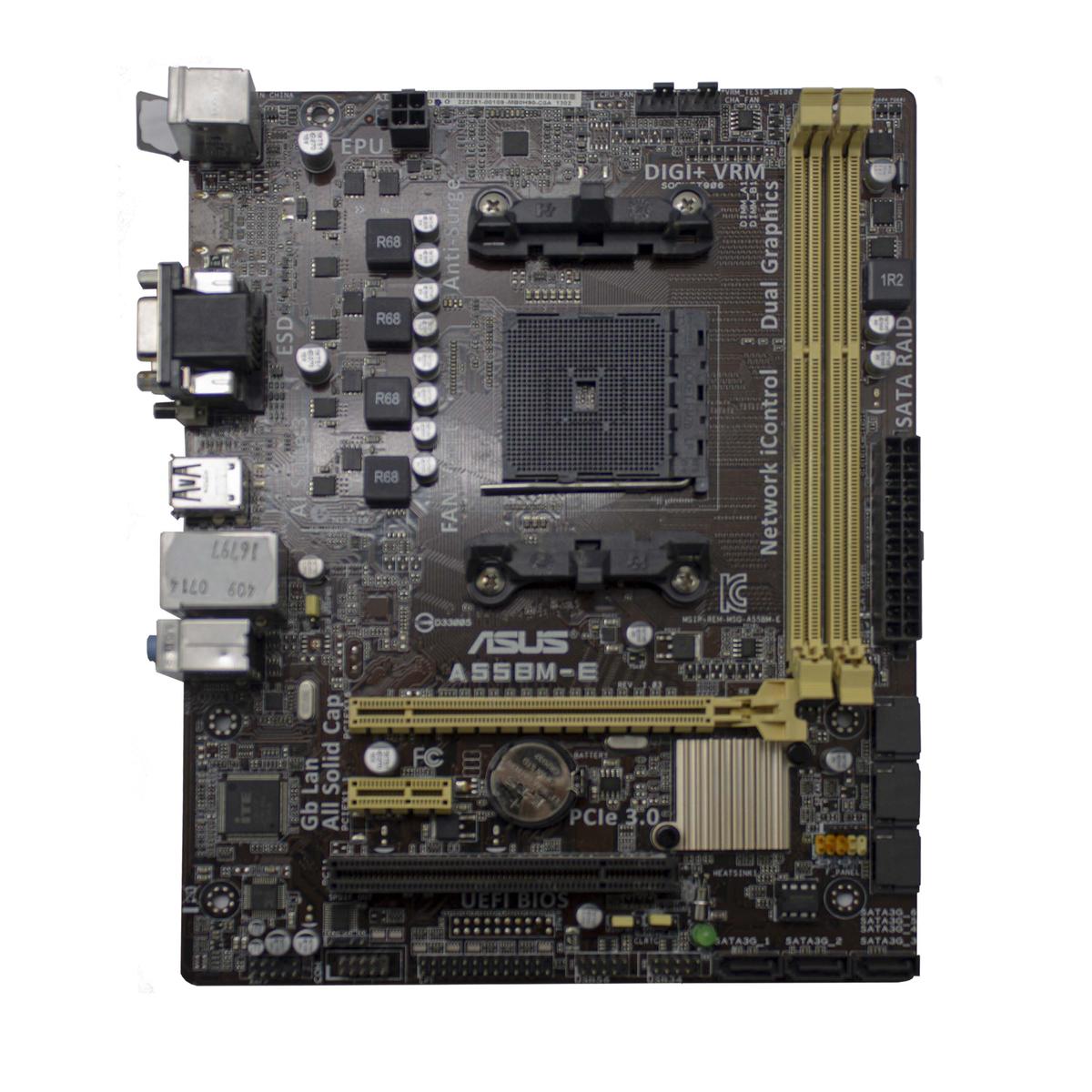 Motherboard Asus A55BM-E AMD FM2 + Micro-Atx Matx 2 X DDR3 DVI VGA Monitor - Picture 1 of 4